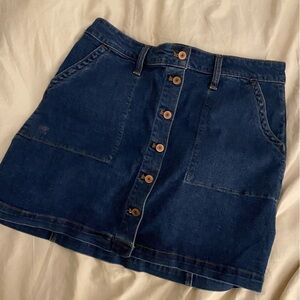 Denim Button-Front Skirt